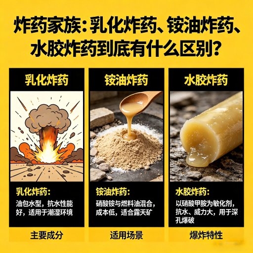 东山炸药家族：乳化炸药、铵油炸药、水胶炸药到底有什么区别？